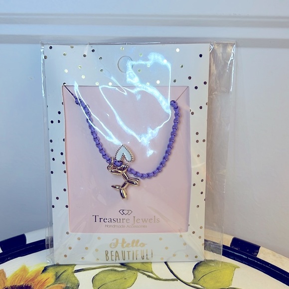 Treasured Jewels Purple Balloon Dog Heart Charm Necklace - Picture 4 of 5